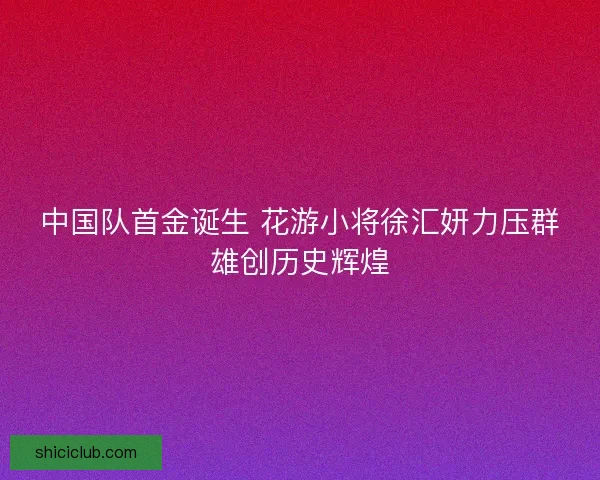 中国队首金诞生 花游小将徐汇妍力压群雄创历史辉煌
