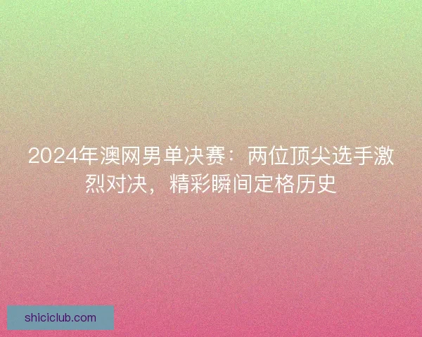 2024年澳网男单决赛：两位顶尖选手激烈对决，精彩瞬间定格历史
